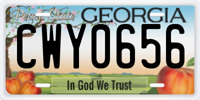 GA license plate CWY0656