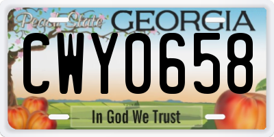 GA license plate CWY0658