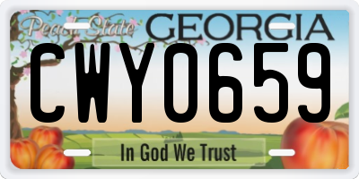 GA license plate CWY0659