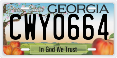 GA license plate CWY0664