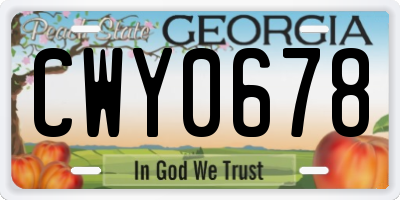 GA license plate CWY0678