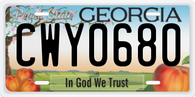 GA license plate CWY0680