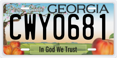 GA license plate CWY0681