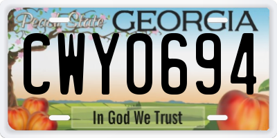GA license plate CWY0694