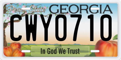 GA license plate CWY0710