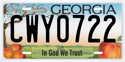 GA license plate CWY0722