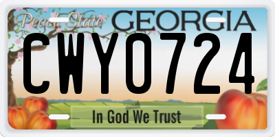 GA license plate CWY0724