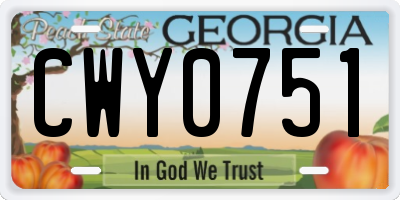 GA license plate CWY0751