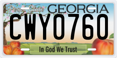 GA license plate CWY0760