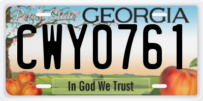 GA license plate CWY0761