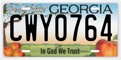 GA license plate CWY0764