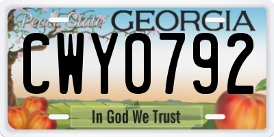 GA license plate CWY0792