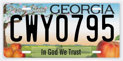 GA license plate CWY0795