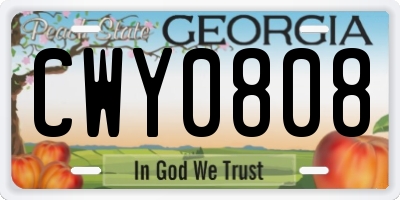 GA license plate CWY0808