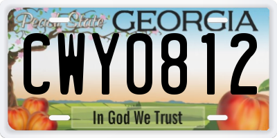 GA license plate CWY0812
