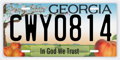 GA license plate CWY0814