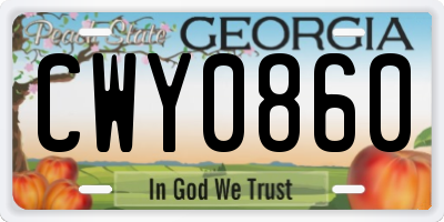 GA license plate CWY0860