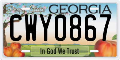 GA license plate CWY0867