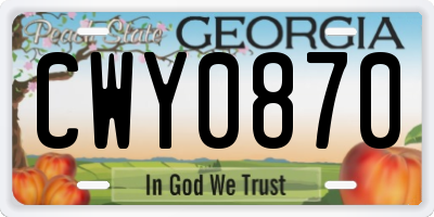 GA license plate CWY0870