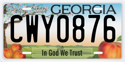 GA license plate CWY0876