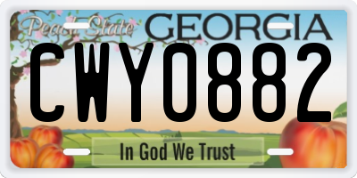 GA license plate CWY0882