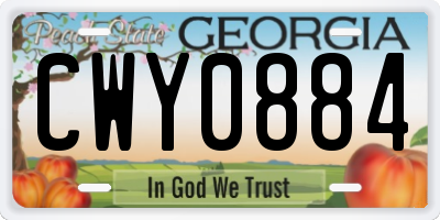 GA license plate CWY0884