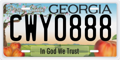 GA license plate CWY0888