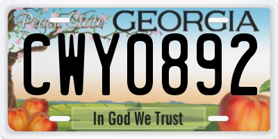 GA license plate CWY0892