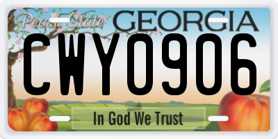 GA license plate CWY0906