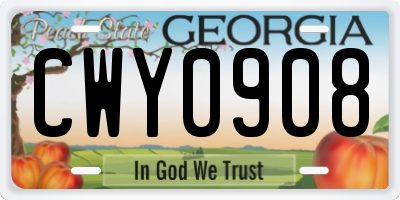 GA license plate CWY0908