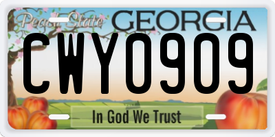 GA license plate CWY0909