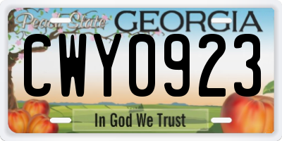 GA license plate CWY0923