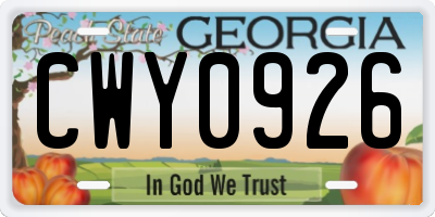 GA license plate CWY0926