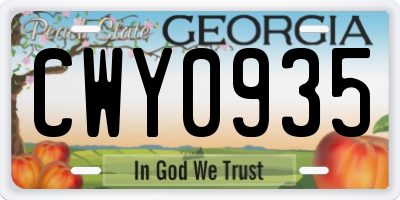 GA license plate CWY0935