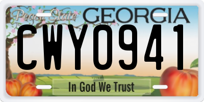 GA license plate CWY0941