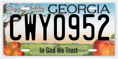 GA license plate CWY0952