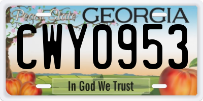 GA license plate CWY0953
