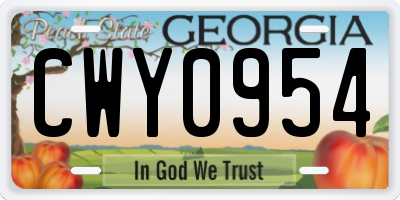 GA license plate CWY0954