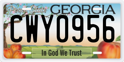 GA license plate CWY0956