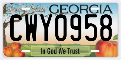 GA license plate CWY0958