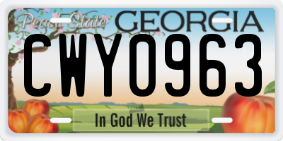 GA license plate CWY0963
