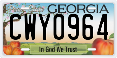 GA license plate CWY0964