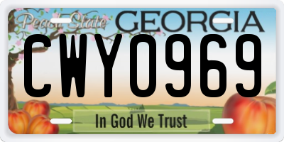 GA license plate CWY0969