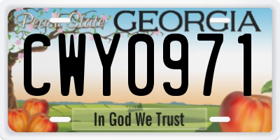 GA license plate CWY0971
