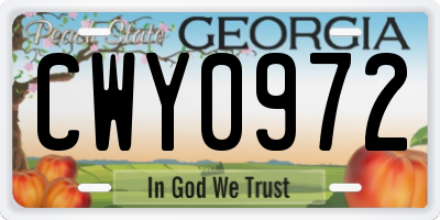 GA license plate CWY0972