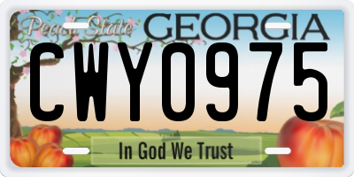 GA license plate CWY0975