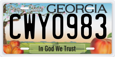 GA license plate CWY0983