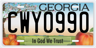 GA license plate CWY0990
