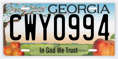 GA license plate CWY0994