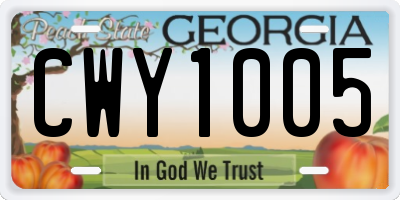 GA license plate CWY1005